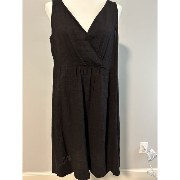 Eileen Fisher Dresses & Skirts - EILEEN FISHER Linen Blend Wrap Tank Dress Black with Pockets Size Small